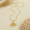 Wholesale Stainless Steel 18K Gold Electroplated Geometric Threedimensional Hollow Flower Pendant Necklace For Women