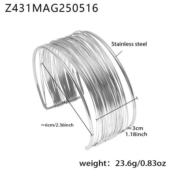 Wholesale Stainless Steel 18K Gold Electroplated Geometric Wide Bracelet Fashion Accessories