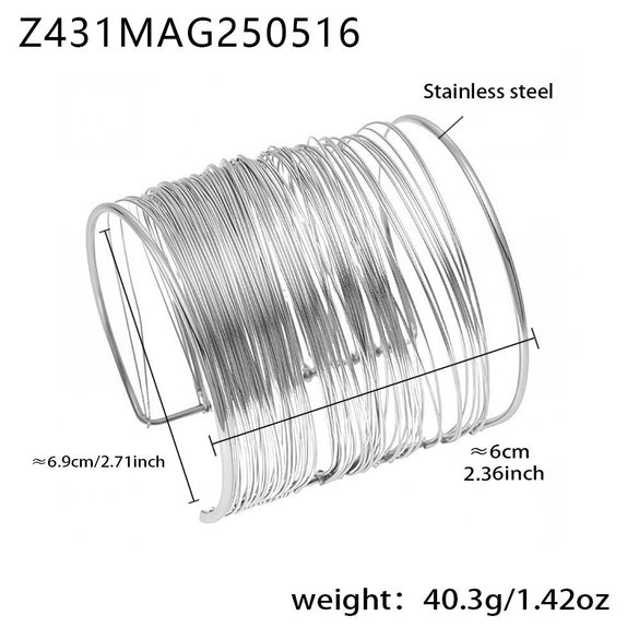 Wholesale Stainless Steel 18K Gold Electroplated Geometric Wide Bracelet Fashion Accessories