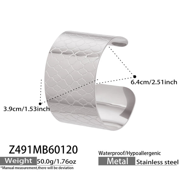 Wholesale Stainless Steel 18K Gold Electroplated Geometric Wide Bracelet Fashion Accessories