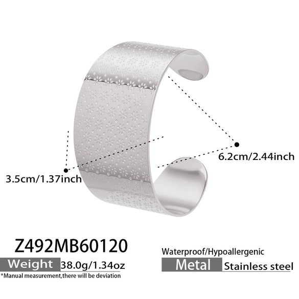Wholesale Stainless Steel 18K Gold Electroplated Geometric Wide Bracelet Fashion Accessories