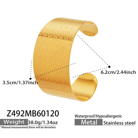 Wholesale Stainless Steel 18K Gold Electroplated Geometric Wide Bracelet Fashion Accessories