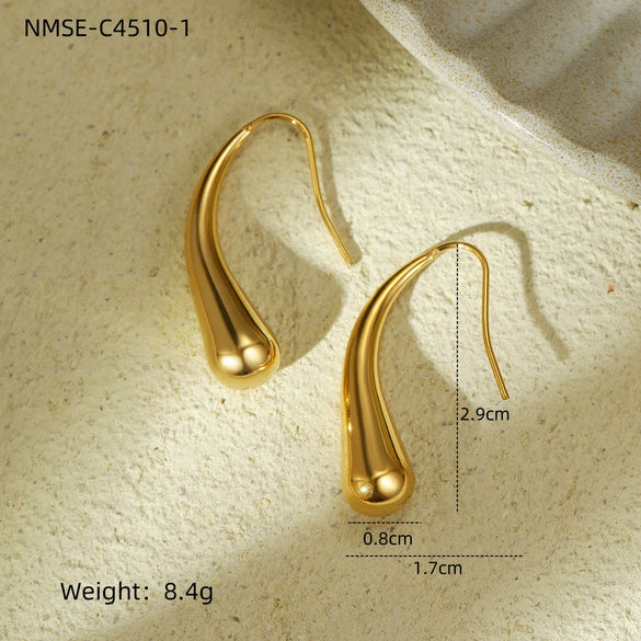 Wholesale Stainless Steel 18K Gold Electroplated Retro C Shaped Earrings And Bracelet For Women