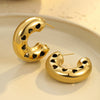 Wholesale Stainless Steel 18K Gold Electroplated Retro Irregular Water Drop Texture Women's Earrings