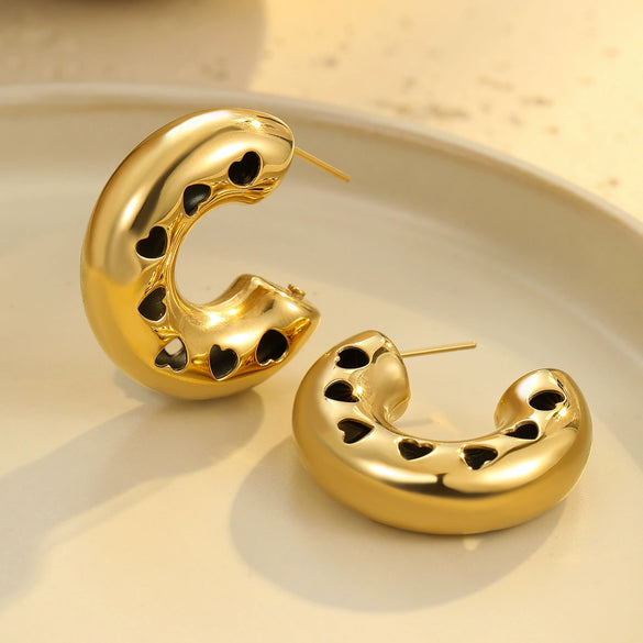 Wholesale Stainless Steel 18K Gold Electroplated Retro Irregular Water Drop Texture Women's Earrings