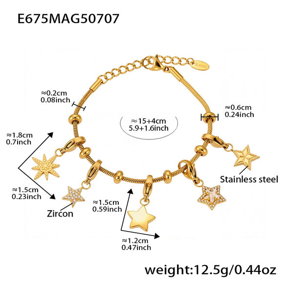 Wholesale 316L Stainless Steel 18K Gold Electroplated 8Shaped Heart Geometric Pattern Pendant Bracelet For Women