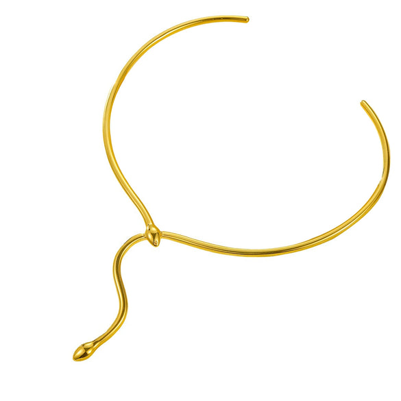 Wholesale Stainless Steel 18K Gold Electroplated Snakeshaped Pendant Necklace For Women Fashion Style With Animal Zodiac Pattern