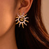 Wholesale Stainless Steel 18K Gold Electroplated Twisted Sun Flower Earrings For Women