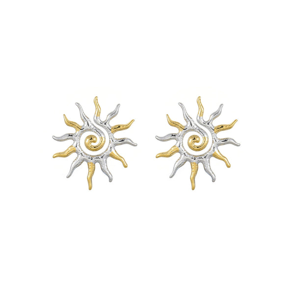 Wholesale Stainless Steel 18K Gold Electroplated Twisted Sun Flower Earrings For Women