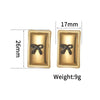 Wholesale Stainless Steel 18K Gold Geometric Square Bow Stud Earrings For Women With Electroplating Treatment