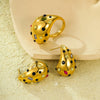 Wholesale Stainless Steel 18K Gold Inlaid Drop Shape Color Zircon Electroplated Women's Drop Ring Earrings