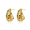 Wholesale Stainless Steel 18K Gold Inlaid Drop Shape Color Zircon Electroplated Women's Drop Ring Earrings