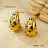 Wholesale Stainless Steel 18K Gold Inlaid Drop Shape Color Zircon Electroplated Women's Drop Ring Earrings