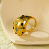 Wholesale Stainless Steel 18K Gold Inlaid Drop Shape Color Zircon Electroplated Women's Drop Ring Earrings