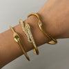 Wholesale Stainless Steel 18K Gold Inlaid Zirconium Snake Open Bracelet Electroplated Nonfading Jewelry
