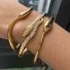 Wholesale Stainless Steel 18K Gold Inlaid Zirconium Snake Open Bracelet Electroplated Nonfading Jewelry