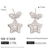 Wholesale Stainless Steel 18K Gold Plated Bow And Star Earrings For Women