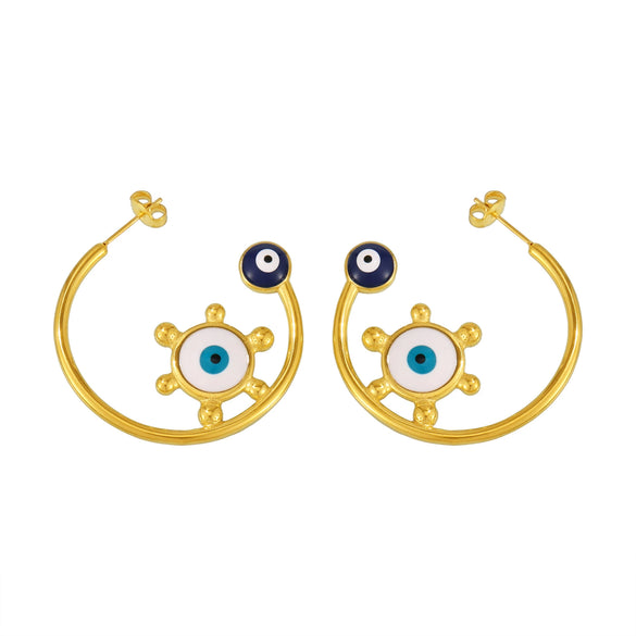 Wholesale 316L Stainless Steel 18K Gold Plated Enamel Glaze Geometric Light Luxury Exaggerated Women's Earrings