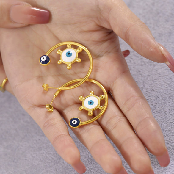 Wholesale 316L Stainless Steel 18K Gold Plated Enamel Glaze Geometric Light Luxury Exaggerated Women's Earrings