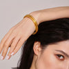 Wholesale 316L Stainless Steel 18K Gold Plated Fashion Geometric Aperture Bracelet And Round Ring