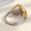 Wholesale Stainless Steel 18K Gold Plated Flat Heart Ring For Women With Geometric Light Luxury Style