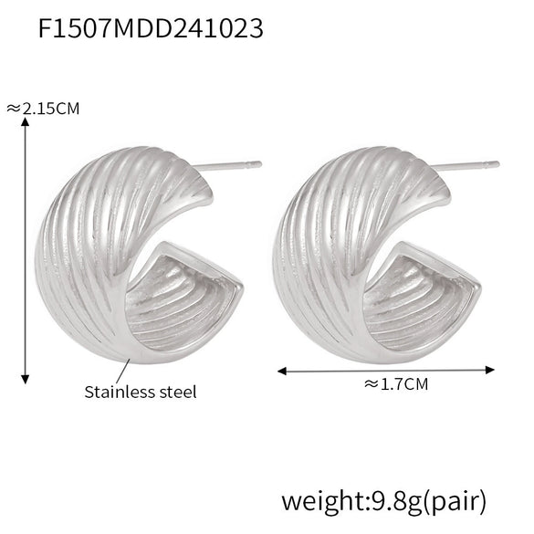 Wholesale 316L Stainless Steel 18K Gold Plated Geometric Ctype Twill Nonallergic Women's Earrings