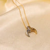 Wholesale Stainless Steel 18K Gold Plated Geometric Moon Pendant Neck Jewelry For Women