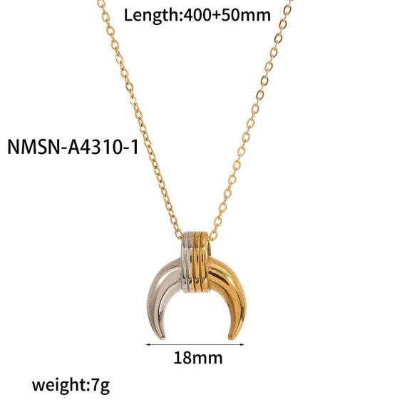 Wholesale Stainless Steel 18K Gold Plated Geometric Moon Pendant Neck Jewelry For Women