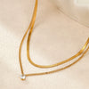 Wholesale Stainless Steel 18K Gold Plated Geometric Multilayer Necklace With Inlaid Zircon For Women