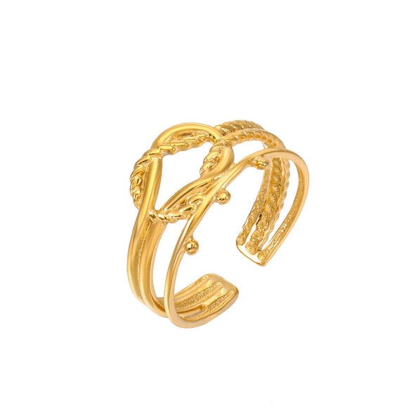 Wholesale Stainless Steel 18K Gold Plated Geometric Opening Adjustable Ring For Women