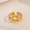 Wholesale Stainless Steel 18K Gold Plated Geometric Opening Adjustable Ring For Women