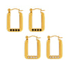 Wholesale 316L Stainless Steel 18K Gold Plated Geometric Rectangular Diamond Earrings For Women