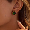 Wholesale Stainless Steel 18K Gold Plated Geometric Square Color Zircon Earrings For Women Retro Fashion Style