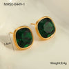Wholesale Stainless Steel 18K Gold Plated Geometric Square Color Zircon Earrings For Women Retro Fashion Style