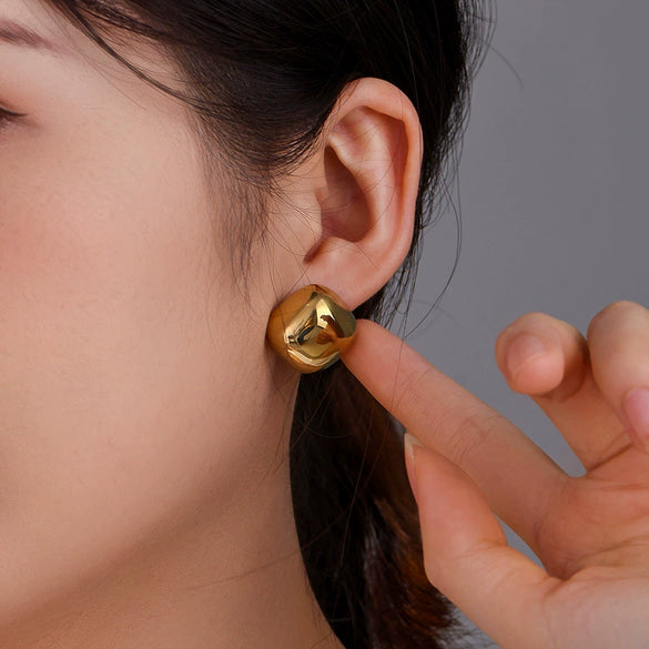 Wholesale Stainless Steel 14K Gold Plated Geometric Square Earrings For Women
