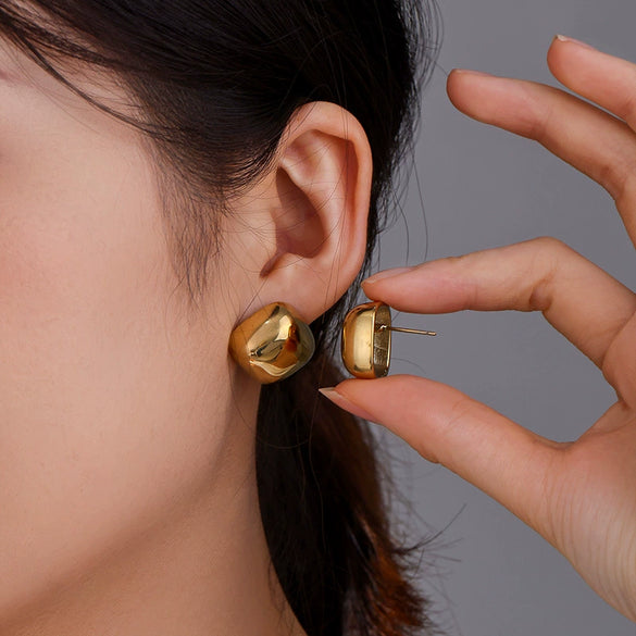 Wholesale Stainless Steel 14K Gold Plated Geometric Square Earrings For Women