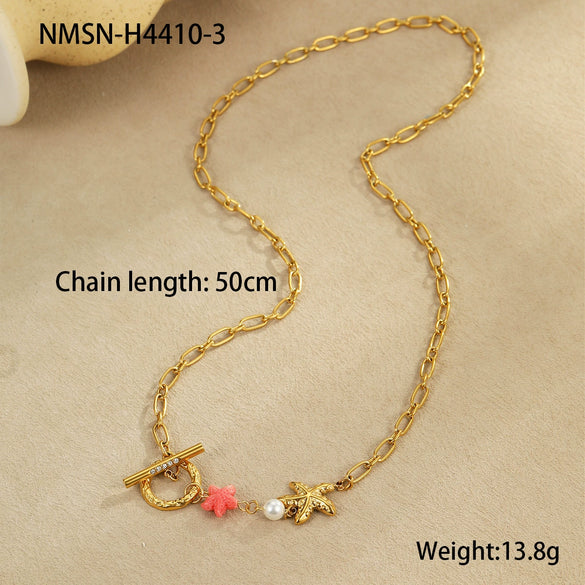 Wholesale Stainless Steel 18K Gold Plated Geometric Style Necklace