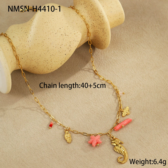 Wholesale Stainless Steel 18K Gold Plated Geometric Style Necklace