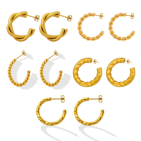 Wholesale Stainless Steel 18K Gold Plated Geometric Style Women's Earrings