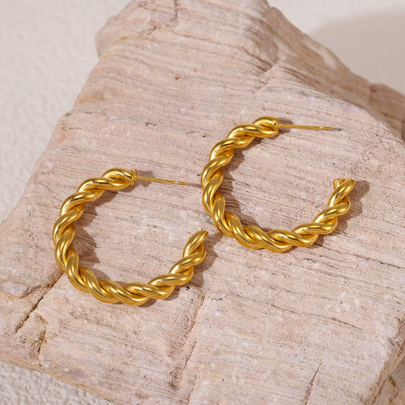 Wholesale Stainless Steel 18K Gold Plated Geometric Style Women's Earrings