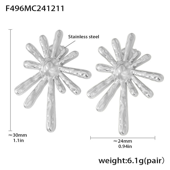 Wholesale 316L Stainless Steel 18K Gold Plated Geometric Sun Radial Women's Earrings