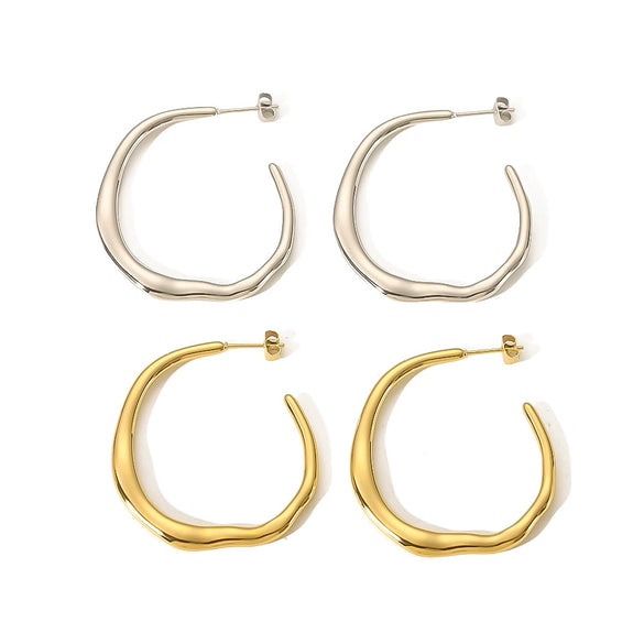 Wholesale Stainless Steel 18K Gold Plated Irregular Exaggerated C Shaped Electroplated Earrings For Women