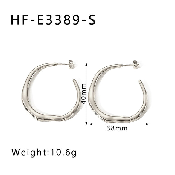 Wholesale Stainless Steel 18K Gold Plated Irregular Exaggerated C Shaped Electroplated Earrings For Women