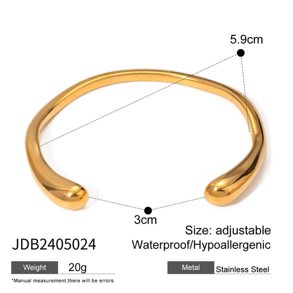 Wholesale Stainless Steel 18K Gold Plated Irregular Hammer Pattern Wave Open Bracelet With Electroplating