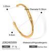 Wholesale Stainless Steel 18K Gold Plated Irregular Hammer Pattern Wave Open Bracelet With Electroplating