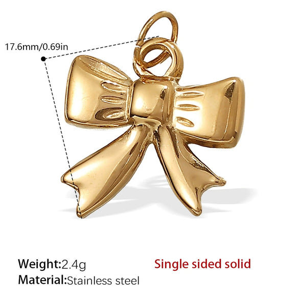 Wholesale 316L Stainless Steel 18K Gold Plated Joker Bow Heart Pendant Accessories In Fashion Style