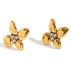 Wholesale Stainless Steel 18K Gold Plated Micro Inlaid White Diamond Flower Earrings For Women
