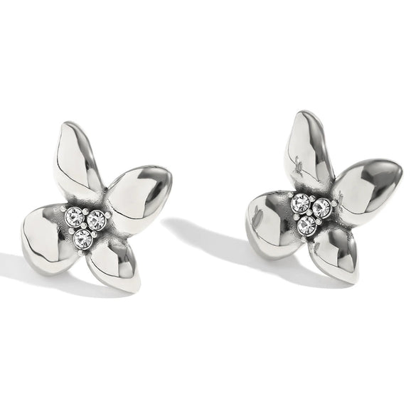 Wholesale Stainless Steel 18K Gold Plated Micro Inlaid White Diamond Flower Earrings For Women