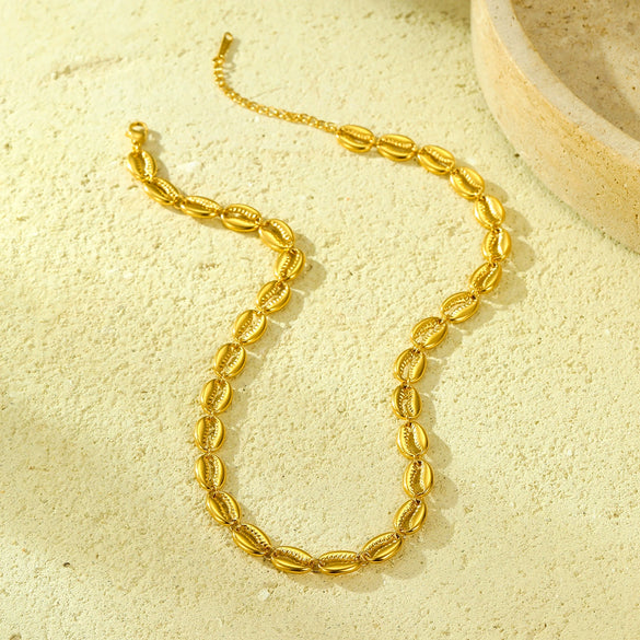 Wholesale Stainless Steel 18K Gold Plated Oval Cut Out Chain Bracelet Necklace Fashion Retro Style Electroplated