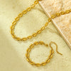 Wholesale Stainless Steel 18K Gold Plated Oval Cut Out Chain Bracelet Necklace Fashion Retro Style Electroplated